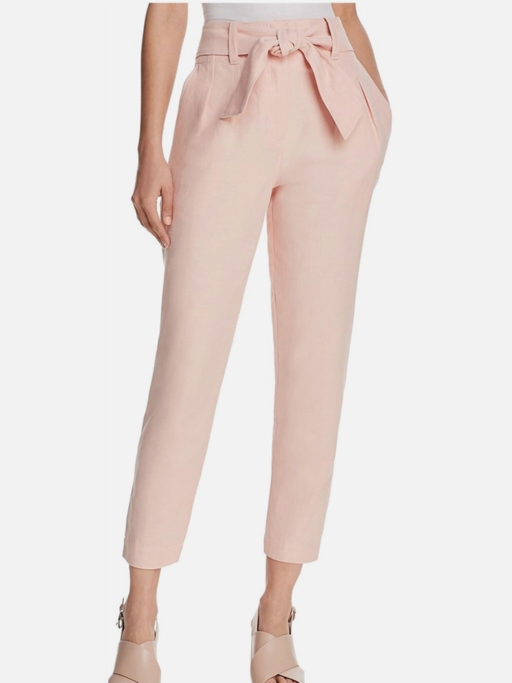 Joie Womens Belted Jun Straight Leg Cropped Paperbag Pants
